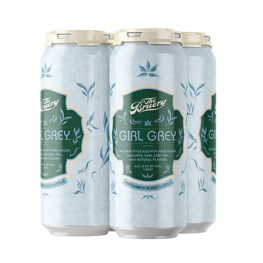 Four cans of 'Girl Grey' beer by The Bruery