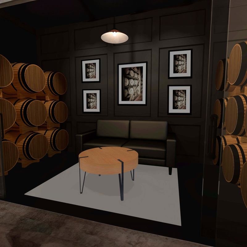 Private Barrel Room with 9 filled barrels for tasting and blending